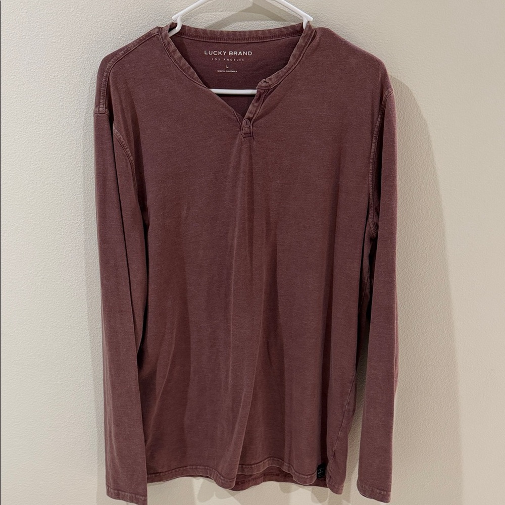 Lucky Brand Men's Maroon Long Sleeve Tee